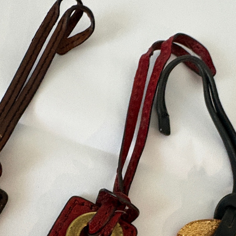 Lot of fossil fobs Brown and Red Leather Keychains with Gold Key Preowned - Picture 5 of 6